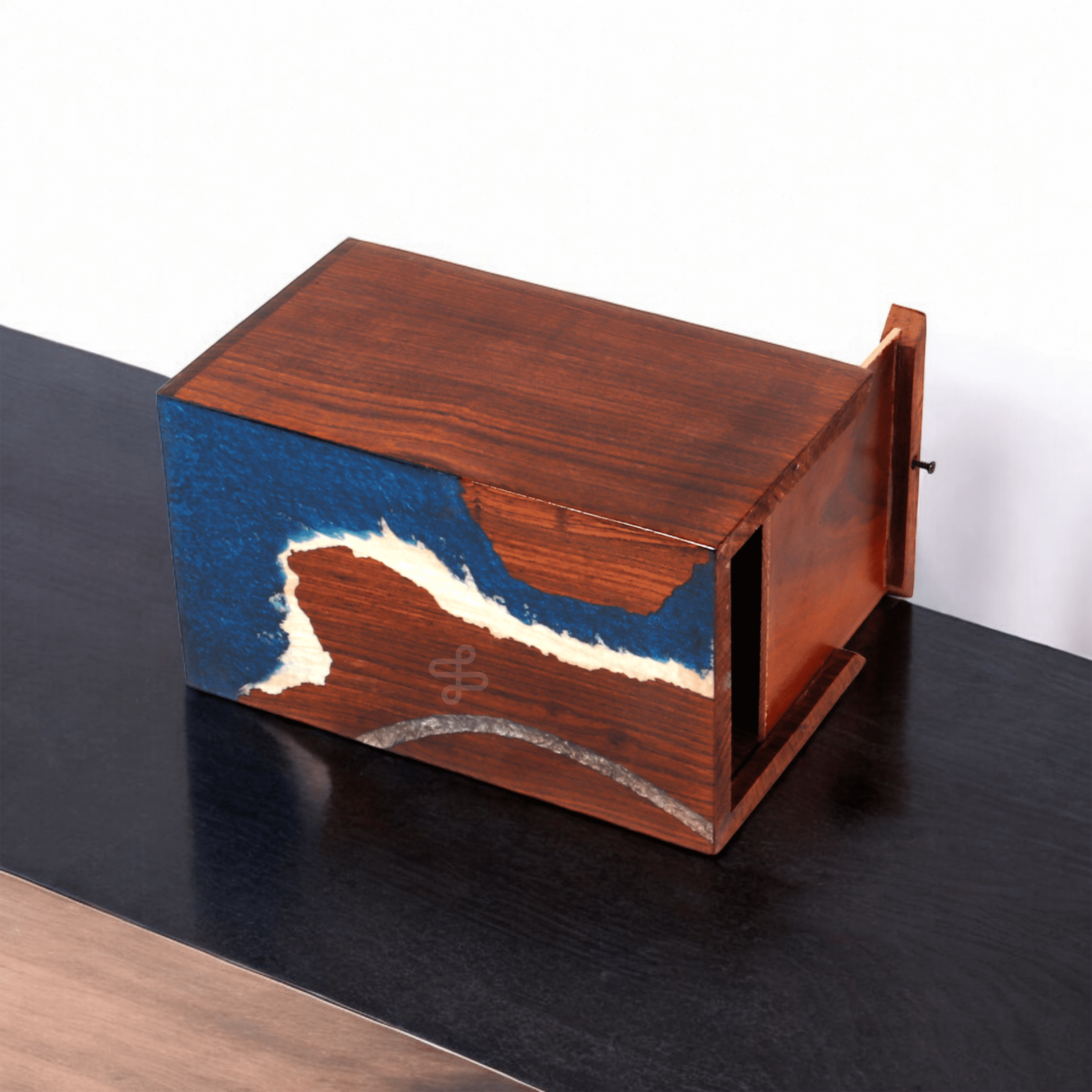 Wooden Cremation Urn for Human and Pet Ashes, Memorial Urn, Burial Urn, Keepsake Urn, Adult Urn with Epoxy Design (Keepsake)