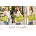 thumbnail image 4 of MGEZCOO Women’s Tote Bag, Large Zipper Top Shoulder Tote, Letter Embroidered Casual Travel Handbag, Green, 4 of 6