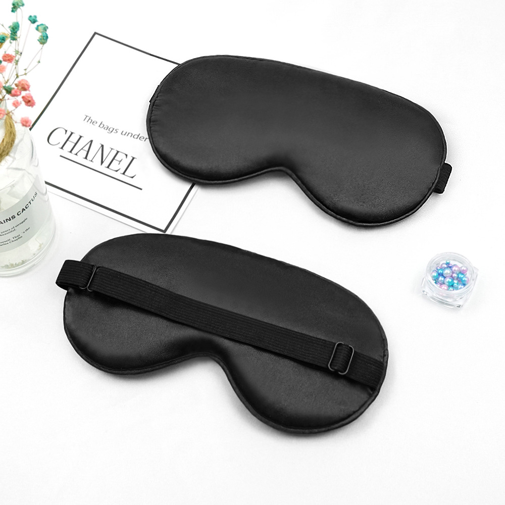 Black Silk Sleep Mask Blackout Eye Mask for Sleeping With Adjustable Strap Comfortable Soft