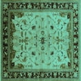 thumbnail image 1 of Ahgly Company Indoor Square Oriental Turquoise Blue Traditional Area Rugs, 3' Square, 1 of 4