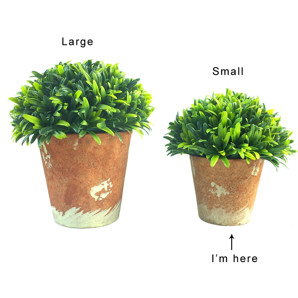 Artificial Potted Plant 5" Green Mini Plastic Artificial Plants Faux Topiary