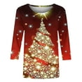 thumbnail image 3 of Wdfiry Plus Size Christmas Shirts for Women Xmas Tree Print Holiday Tops 3/4 Sleeve Crewneck Tunic Blouses, 3 of 4