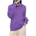 thumbnail image 1 of ShomPort Chandails Décontractés pour Femmes à Cordon Manches Longues à Capuche Texturés Hauts Légers pour Sortir Couleur Unie Blouses Douces et Confortables, 1 of 6