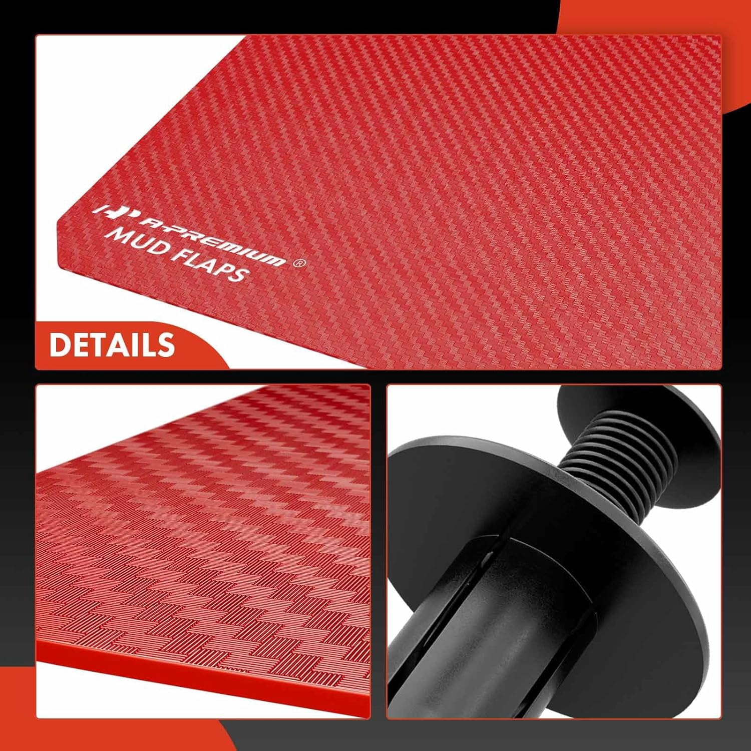 A-Premium 4 Pcs Red Universal Splash Guards Mud Flaps Mudflaps Mudguard Fender Flares for Car Sedan Coupe with Hardware Front and Rear