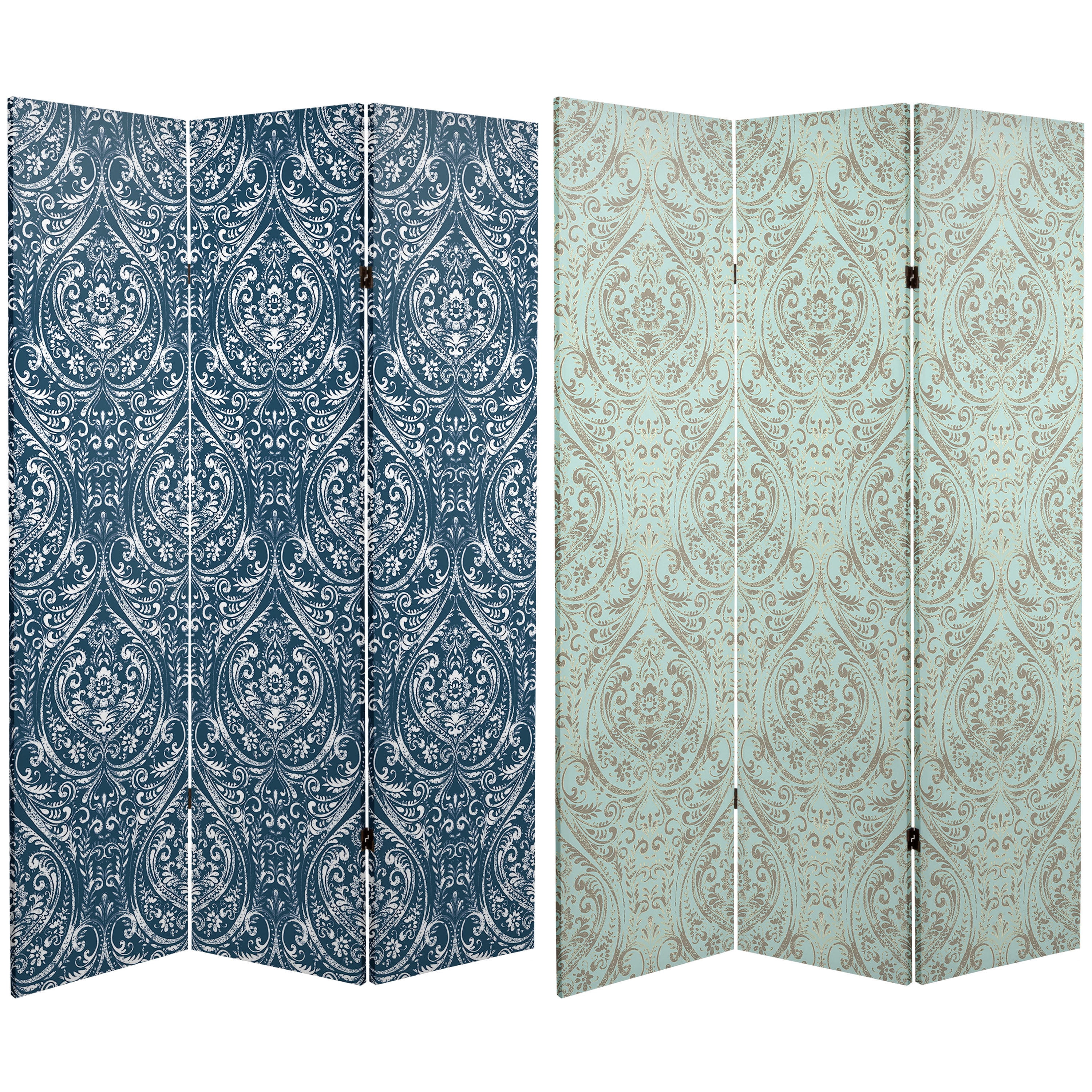 Oriental Furniture 6 ft. Tall Ocean Damask Canvas Room Divider 3