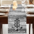 thumbnail image 3 of Table Runners 48 Inches Long Dress Scarves, Nautical Anchor Farmhouse Kitchen/Dining Table Runner, Short Coffee Tablerunners, Rudder Stars Retro Black Grey Wooden Grain 13x48 Inch, 3 of 9
