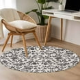thumbnail image 5 of Farmhouse Black Large Area Rugs for Bedroom Living Room, Soft Non Slip Carpet Bedside Rug, Vintage Flower Leaf Botanical Plant Round Floor Cover Kitchen Accent Rug 3' for Dining Room/Office, 5 of 9