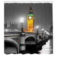 thumbnail image 3 of Ambesonne London Shower Curtain, Big Ben Bridge Night, 69"Wx70"L, Grey Yellow, 3 of 5