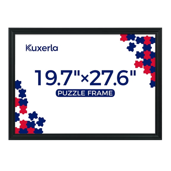 Kuxerla 19.7x27.6 Puzzle Frame, Black 50x70cm Picture Frame for Puzzle, Poster and Artwork,Horizontal & Vertical for Wall Hanging