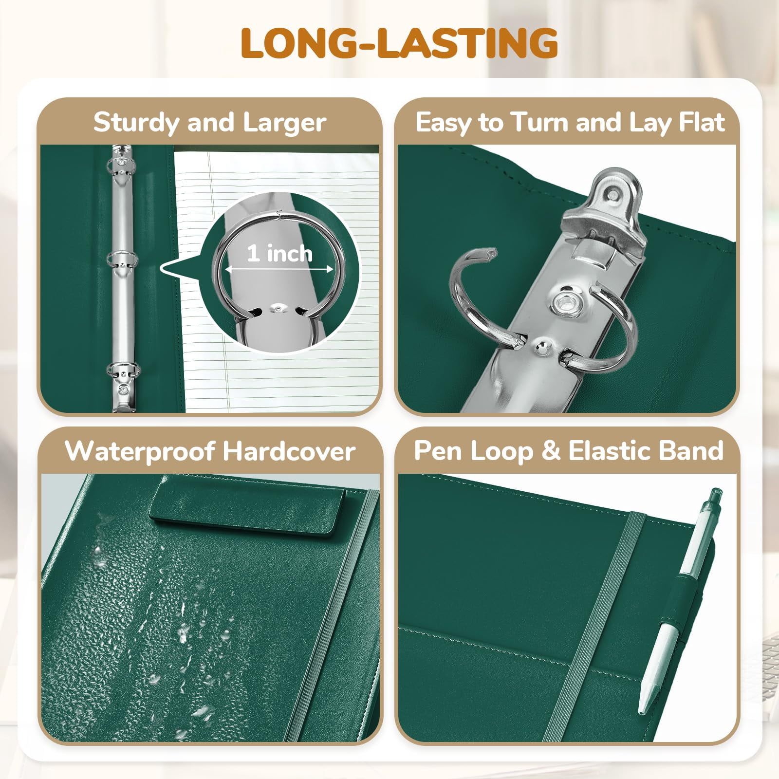 3 Ring Binder Clipboard With Storage 12.4"x10.2"magnetic Folder 5 Expandable Folders Refillable Lined Notepad (11" X 8.5") Ideal For School Office Nursing(dark Green)