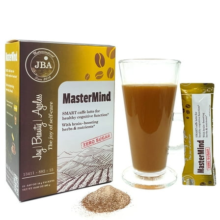 JBA Brands Mastermind Zero Sugar Smart Caffe Latte - Instant Coffee, 15 Packets