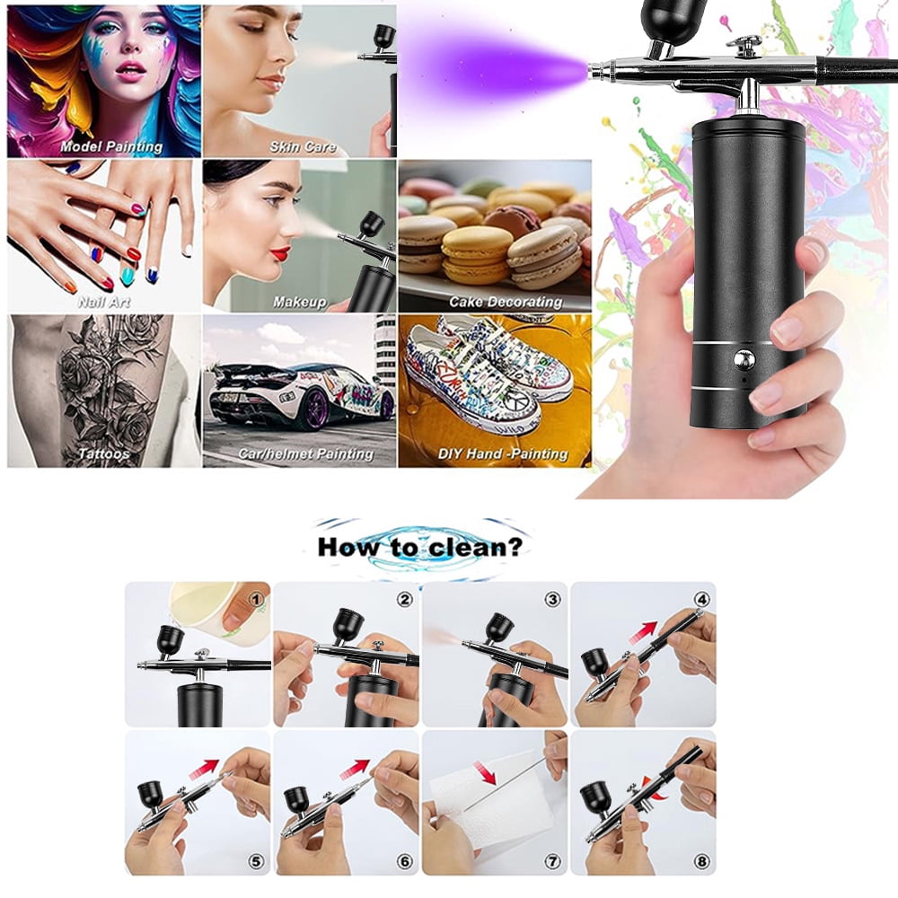 Jercoda 22pcs Airbrush Kit with Compressor for Painting, Portable Air Brush Set, Multi-Function Handheld Airbrushes for Nail Design Tattoo Cake Decoration Art Craft