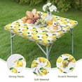 thumbnail image 4 of Yellow Lemon Fruit Slices White Pattern Square Fitted Tablecloth with Elastic Edge,Square Table Cover,Washable Elastic Table Cover for Home Kitchen Party Decor 34"x34", 4 of 6