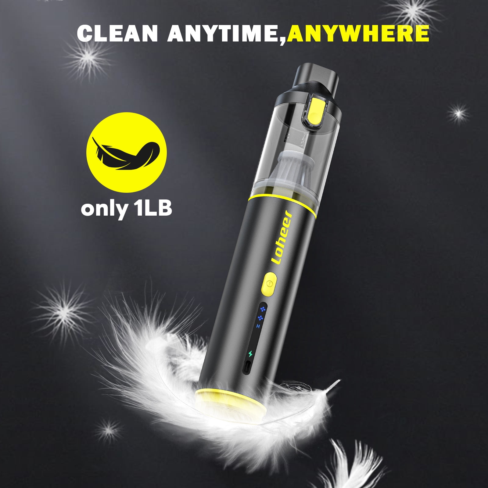 Loheer Handheld Vacuum Cordless, Portable Car Vacuum Cleaner, 16KPA Powerful Suction for Car Home Pet