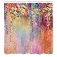 thumbnail image 3 of Ambesonne Flower Shower Curtain, Abstract Blossoms Florets, 69"Wx70"L, Peach Fuchsia, 3 of 3