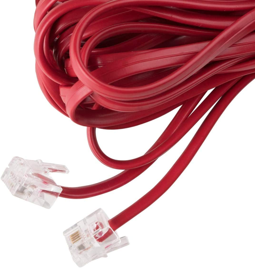 1.5 Foot Short Telephone Cable RJ11 6P4C - 18 Inch White Phone Line Cord, 28 AWG Bare Copper