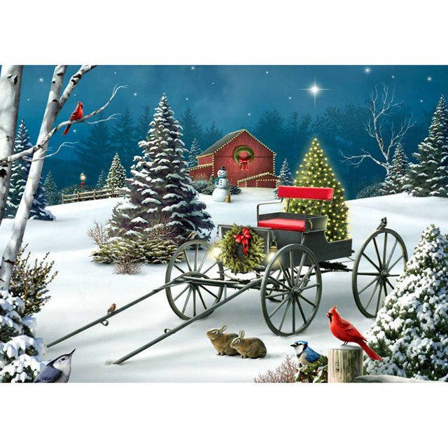 Pintura de diamante (DB2281) Carro en la nieve 5D Cuadrado completo DIY Bordado Punto de cruz 40x50cm Hugtrwg Para estrenar