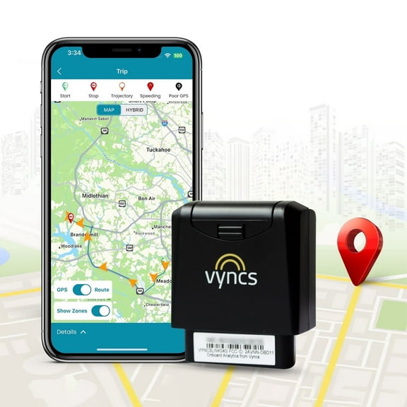 Vyncs GPS OBD Tracker for Vehicles 4G with No Monthly Fee and Real Time GPS