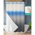 thumbnail image 2 of No Hook Shower Curtain with Snap in Liner, Blue Grey Stripe Gradient Hotel Shower Curtains for Bathroom, Washable Shower Curtain Liner Set with Mesh Top Window, 36"x78", 2 of 6