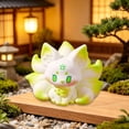 3D Resin Nine Tailed Fox Desktop Figurine, Green Finish Collectible ...