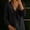 Black, variant on Womens V Neck T Shirts Linen Long Puff Sleeve Tops Cute Front Bow Tie Knot Babydoll Blouses Loose Fit Peplum Tunic for Fall Summer Everyday Wear