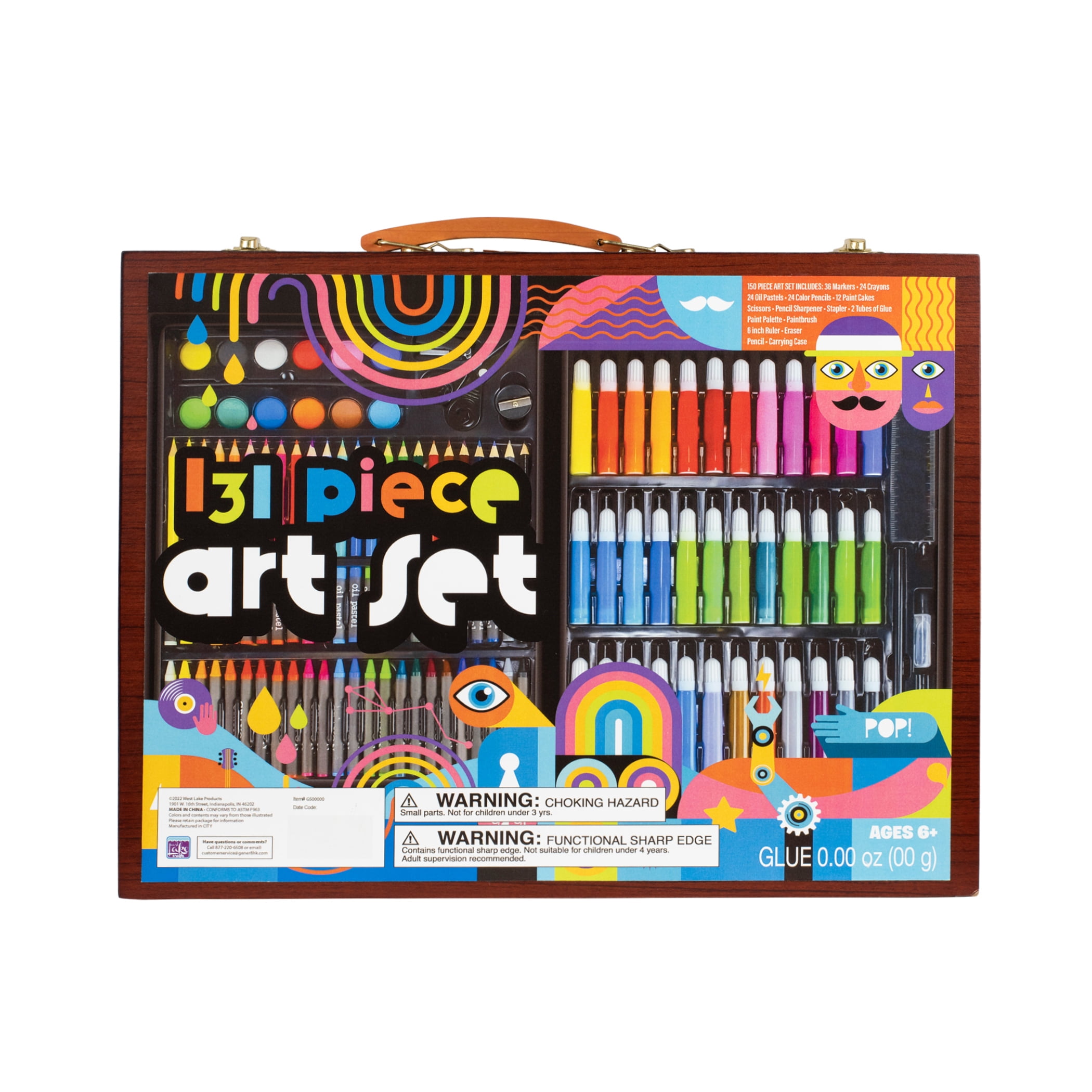 Darice Studio 71 Deluxe Art Set in Wooden Case, 80 Pieces