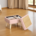 thumbnail image 2 of LEDREM Rectangular Storage Ottoman with Teddy Fleece, 11.8 x 15.7 Inch Foot Stool and Small Table for Living Room, Jelly Pink, 2 of 8