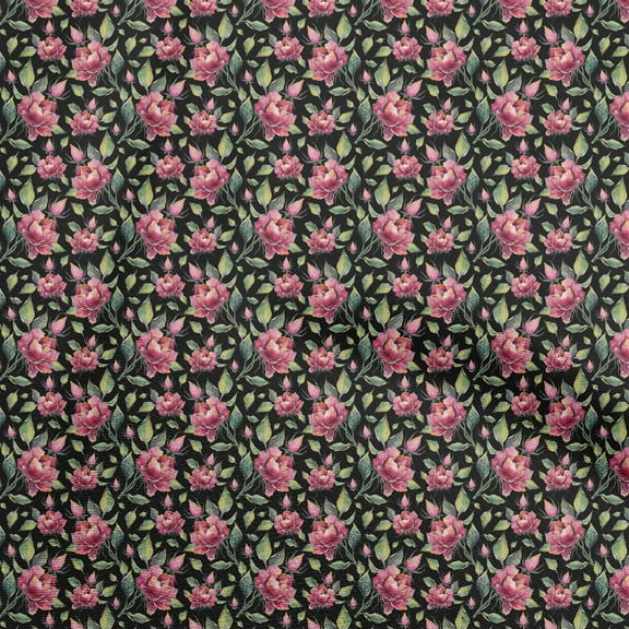 oneOone Polyester Spandex Black Fabric Florals Craft Projects Decor Fabric Printed By The Yard 56 Inch Wide