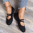 thumbnail image 4 of Women's Mary Jane Flats - Knit Ballet Shoes with Wide Toe Box & Round Toe, Comfortable Slip-On Dressy Casual Office Flats for Women,Black,42, 4 of 7