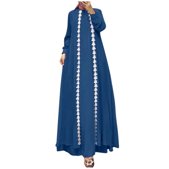Elegant Women's Long Robe Solid Color Dress Fashionable Abaya Garment