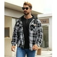 thumbnail image 2 of SPEEDRUN Men's Thick Fleece Plaid Jacket Flannel Shirts Sherpa Lined Full Zip Up Hoodie Winter Coat with Pockets Black&White XL, 2 of 5