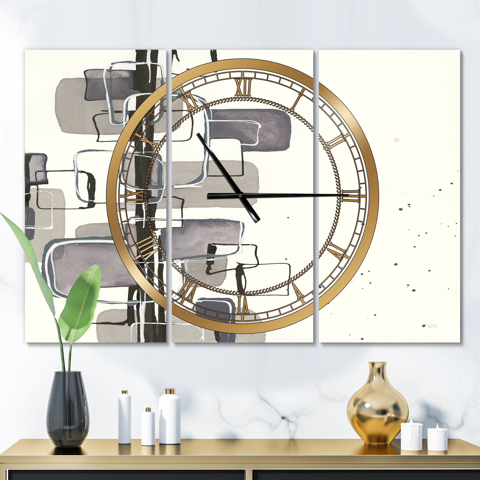 Designart 'Glam Dancing shape IV' Modern wall clock