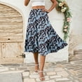 thumbnail image 5 of WTOBBY Women's Casual High Waist A-Line Skirt with Floral Print and Pockets, Polka Dot Stripe Design Skirt for Bohemian Style, Elastic Waist for Comfort,Blue 2XL, 5 of 5