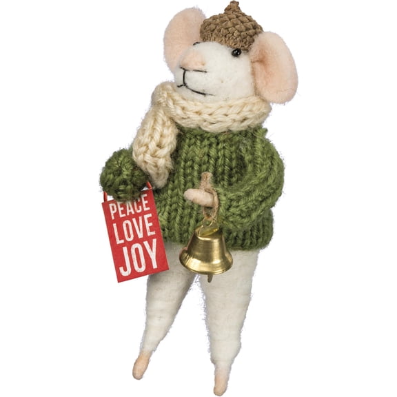 Primitives By Kathy Box 4.75 inch Tall Sign Mouse - Peace, Love