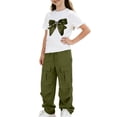 thumbnail image 7 of Iyufng Two Piece Sets for Girls, Old Girls Clothing, Bow Printed Short Sleeve T-Shirt and Cargo Pants Outfits 5-15 Years, 7 of 7