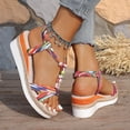thumbnail image 5 of Rokment Boho Platform Wedge Dress Sandals for Women 2026 Beach Summer Ethnic Colorful Linen Sole Memory Foam Espadrilles High Heels Slingback Sandals E Size 10, 5 of 7