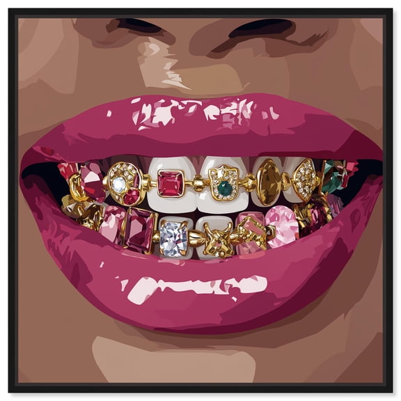 Ruby Teeth Canvas Print Fashion Art Prints by Art Remedy, Black Frame, 12 x 12