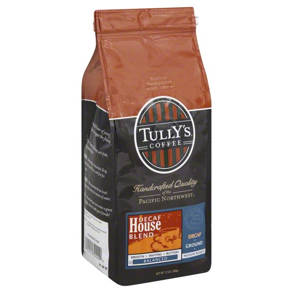 Tully's Decaf House Blend Ground Coffee, 12 Ounce