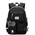 thumbnail image 1 of Mochila HengQiyu, grande, para niñas, adolescentes, universitarias, mujeres, color negro, 1 of 7