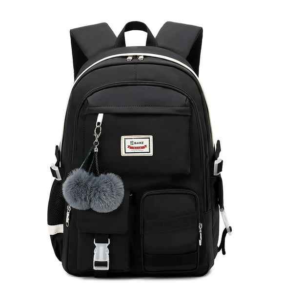 Mochila HengQiyu, grande, para niñas, adolescentes, universitarias, mujeres, color negro