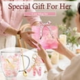 thumbnail image 6 of Personalized Gift for Women Flower Glass Coffee Mug Initial Tea cup Monogrammed Customized Wedding Graduation Gifts Valentine Mother's Day Birthday, 6 of 9