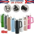 thumbnail image 2 of Gobelet 40 oz avec Poignée et Paille, Tasse Isolée à Double Paroi Réutilisable en Acier Inoxydable avec Couvercle et Paille Tasse de Voyage Tasses à Café, s'Adapte au Porte-Gobelet de Voiture, Cadeaux pour Femmes & Hommes Noir, 2 of 5