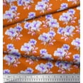 thumbnail image 3 of Soimoi Orange Modal Satin Fabric Flower & Leaves Watercolor Print Fabric by the Yard 42 Inch Wide, 3 of 3