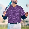 thumbnail image 5 of Hirioo Purple Glitter for Men's Baseball T-shirt Shirts Short Sleeve Casual Summer Button Stretch T Shirts,Size S-4XL-3X-Large, 5 of 7