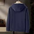 thumbnail image 4 of Men's Sherpa Lined Jackets Loose Long Sleeve Stand Collar Coats for Men Winter Fleece Lined Full Zip Up Jackets (Dark Blue M), 4 of 6