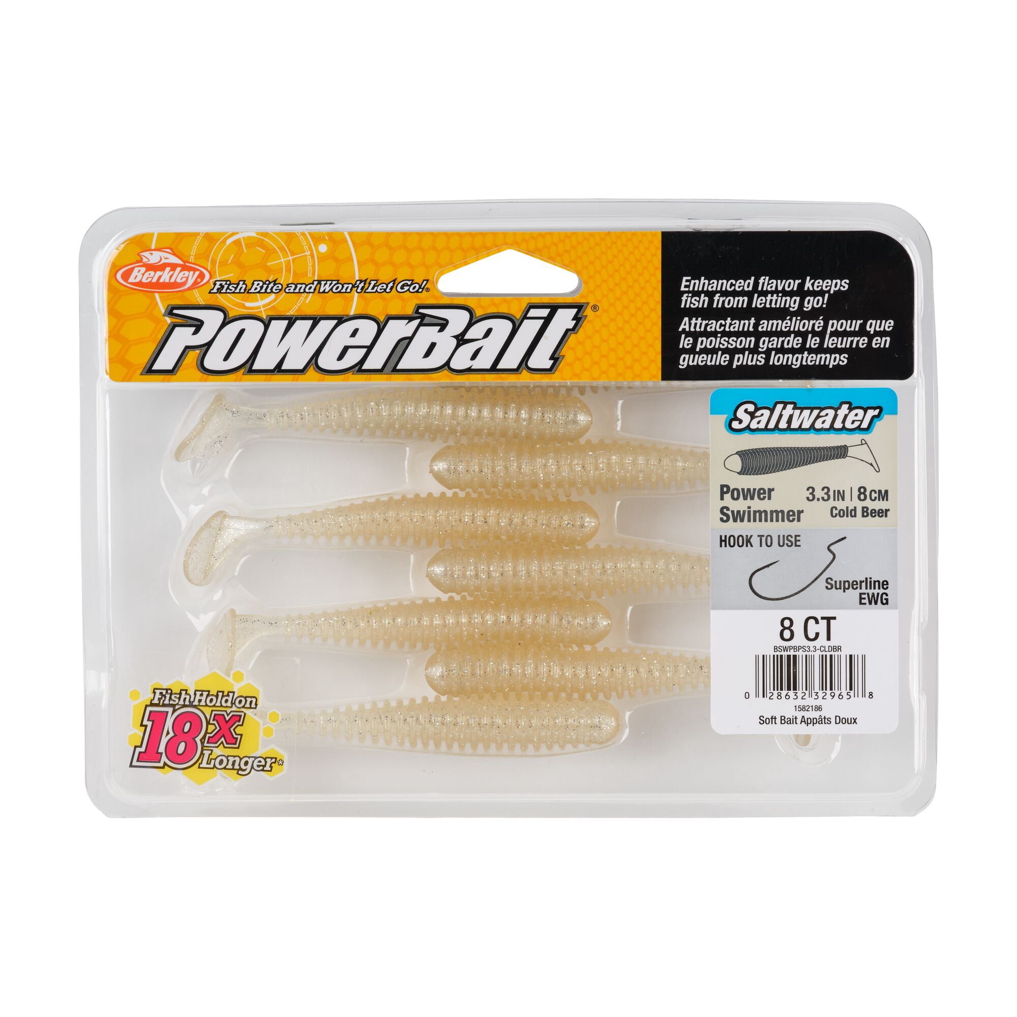 Berkley PowerBait® Saltwater Power Swimmer, 3.3 in, Swimbaits, Cold Beer (8-count)