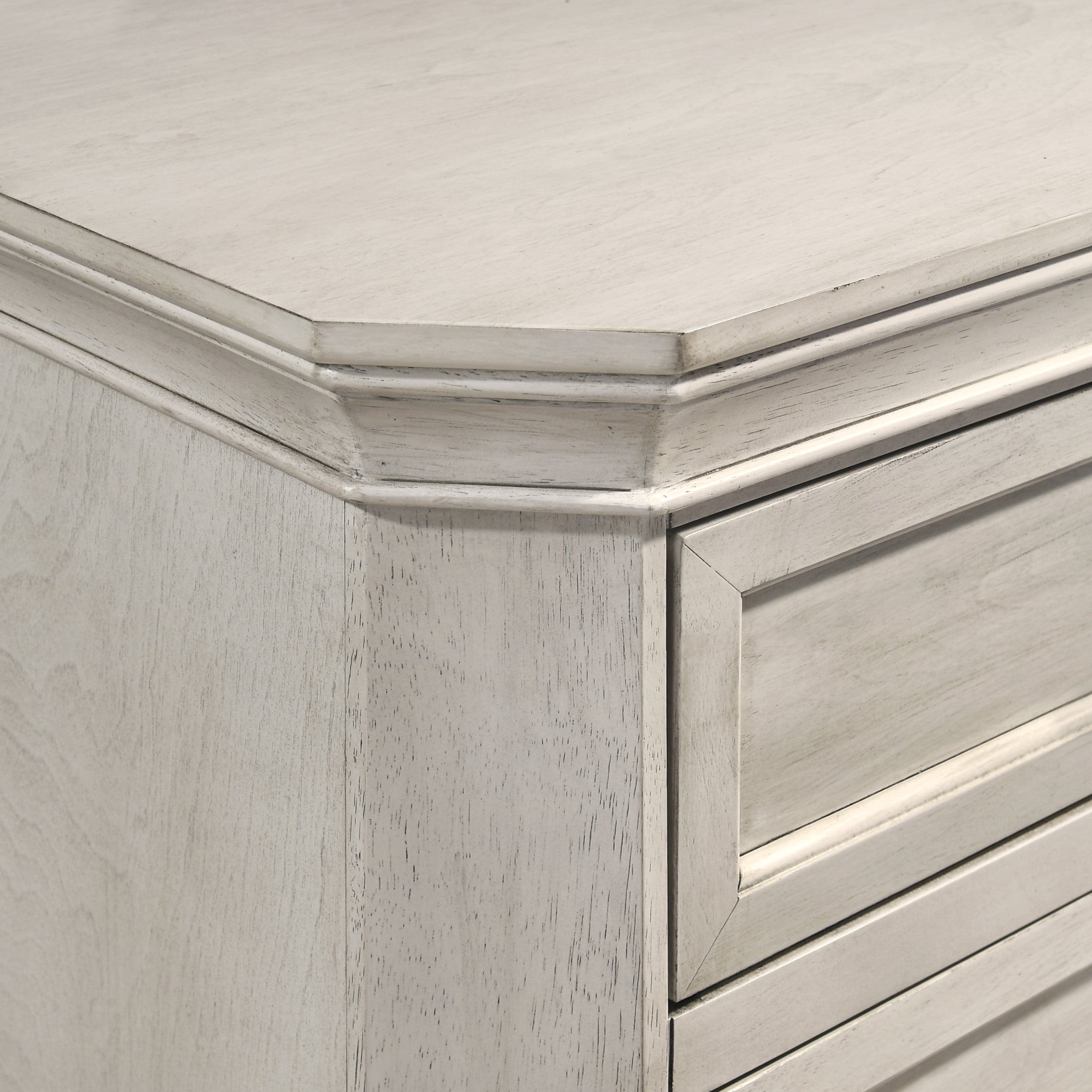 Roundhill Furniture Maderne Wood 7-Drawer Dresser, Antique White Finish