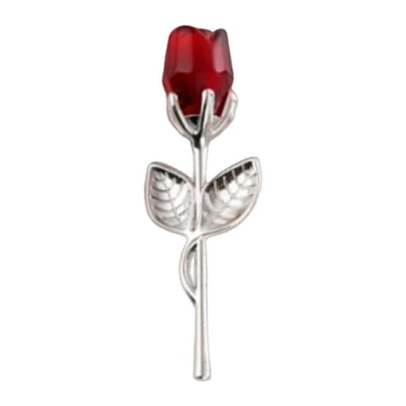 QSTDGVPW Crystal Rose Flower Ornaments Tabletop Glass Collectible Statues for Home Decor Red