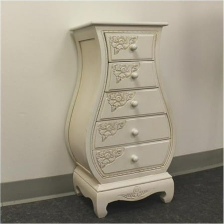 Bowery Hill 5 Drawer Carved Wood Lingerie Chest In White