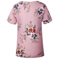 thumbnail image 4 of Camiseta de mujer con estampado floral, manga corta, cuello redondo, blusa informal, rosa, S Methold AP001919-01, 4 of 6